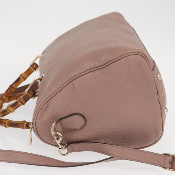 GUCCI Bamboo Hand Bag Leather 2way Pink Gold 353124 Auth ka1138 - Picture 4 of 16